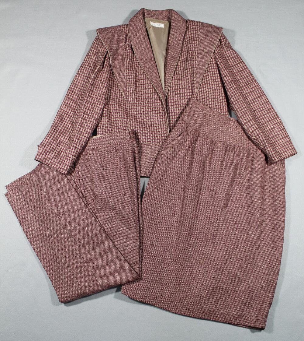 Vintage 80s Judy Mann 3 Pc Houndstooth Suit Women's Medium Skirt Pant Jacket
